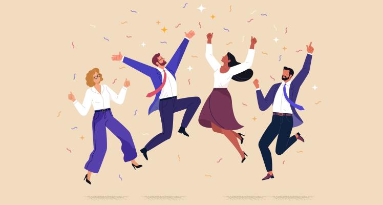 People celebrate.